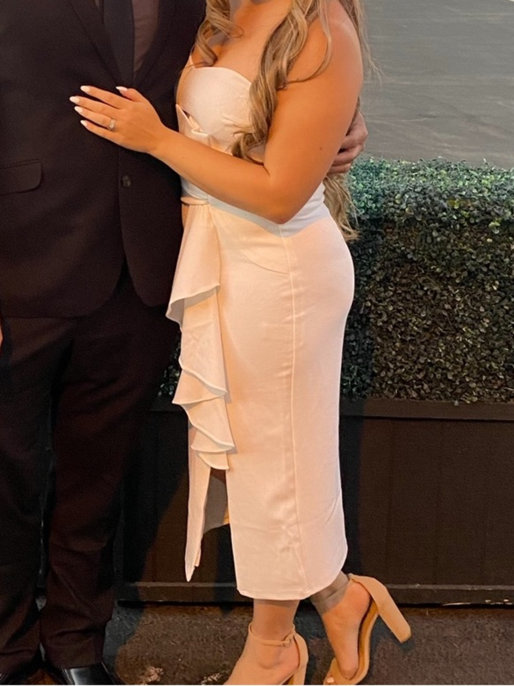 Ina Ivory Strapless Ruffled Sheath Dress - Picture 5 of 6